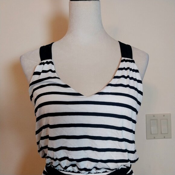 EXPRESS STRIPED SIZE S/P STRETCHY RACER BACK MAXI DRESS - Picture 3 of 12